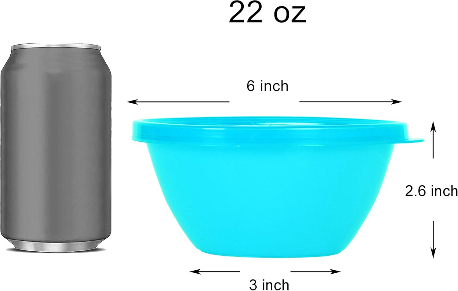 22 Ounce Plastic Storage Containers with Lids, Cereal & Soup Bowls, Set of 9 in