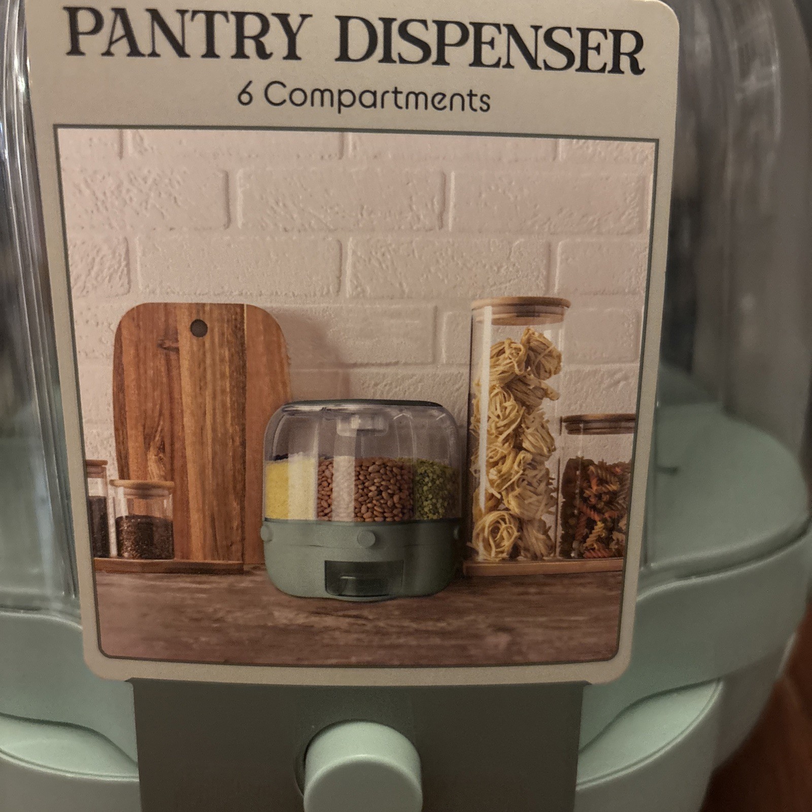 6-Grid Rotating Dry Food Dispenser Kitchen Rice Flour Sugar Grain Storage Bucket