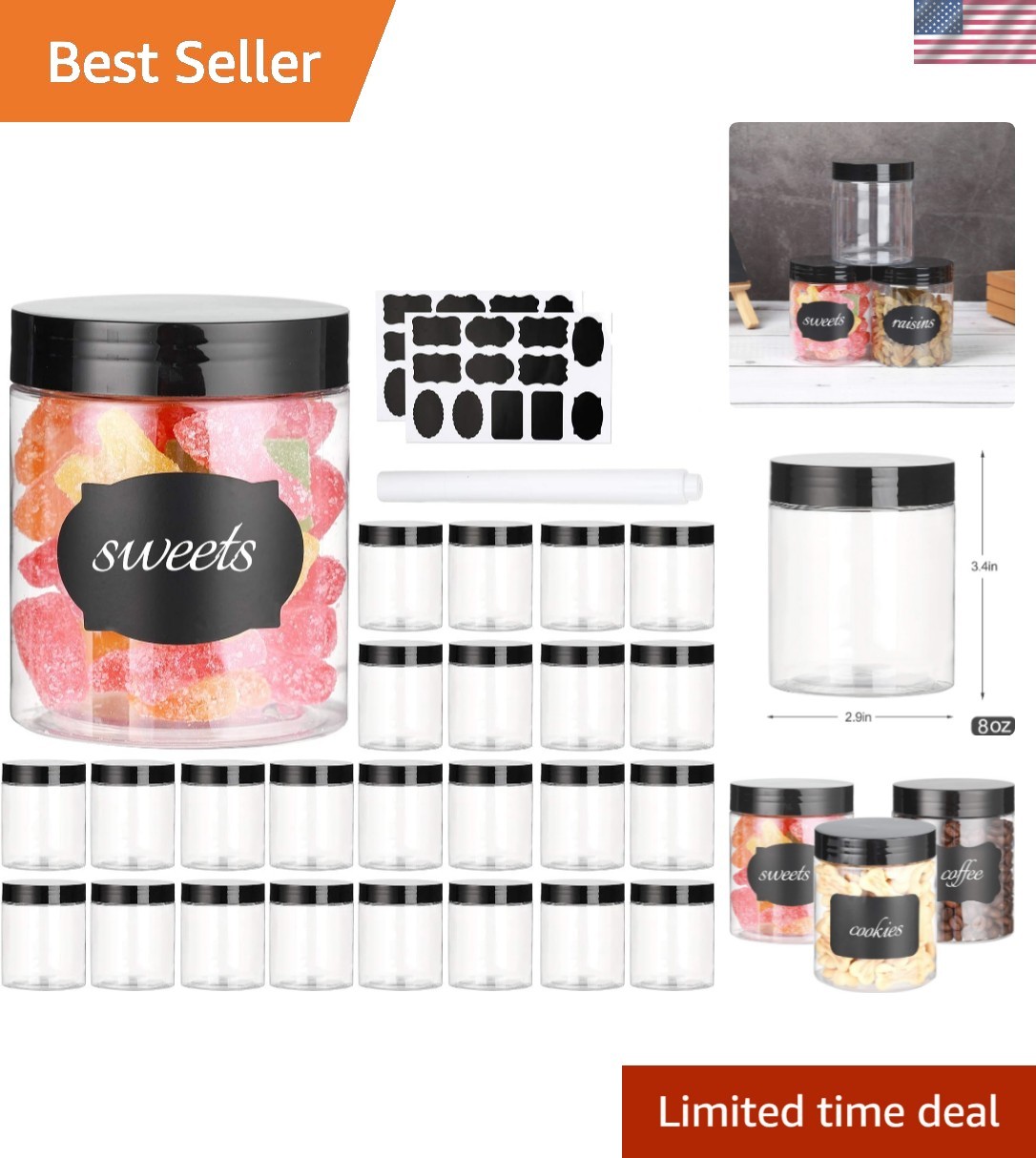 24 BPA-Free 8 OZ Airtight Jars for Kitchen, Crafts & More – Leak-Proof Design
