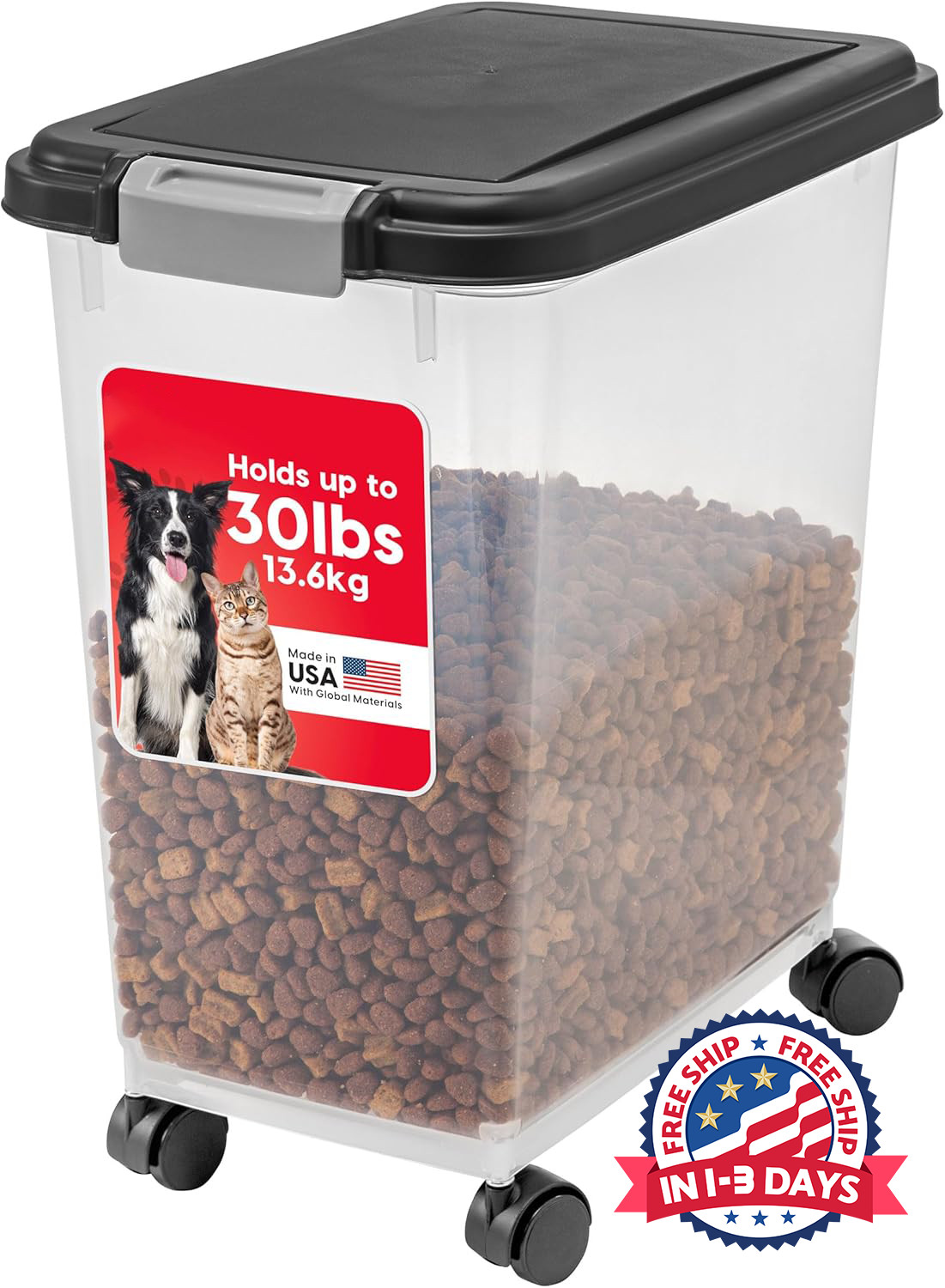 30 Lbs Contenedor Transparente Para Almacenar Alimentos Para Perros, Neuvo.