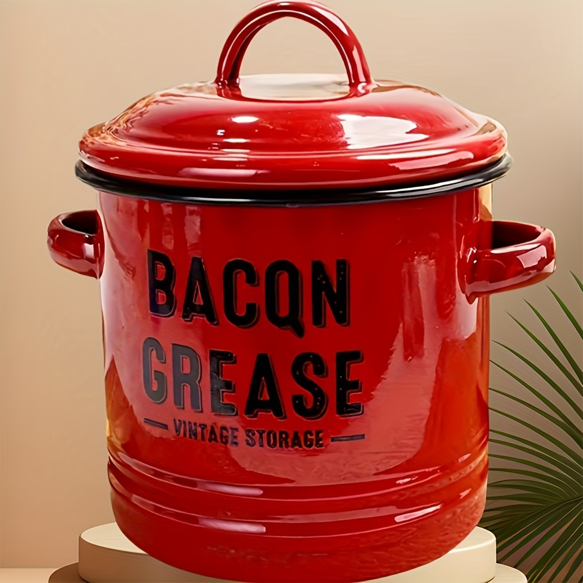 YOKODU 42oz Bacon Grease Container with Strainer Enamel Ceramic Fat Can
