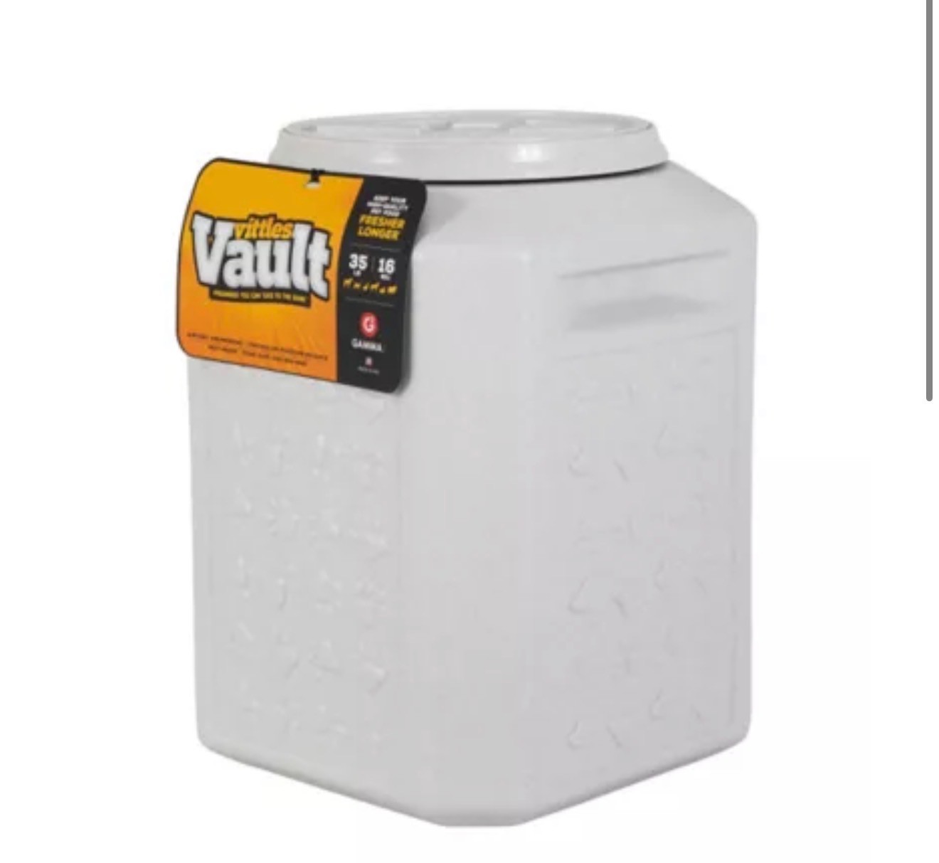 Vittles Vault 35 lb Pet Food Storage Container Screw Lid BPA Free White