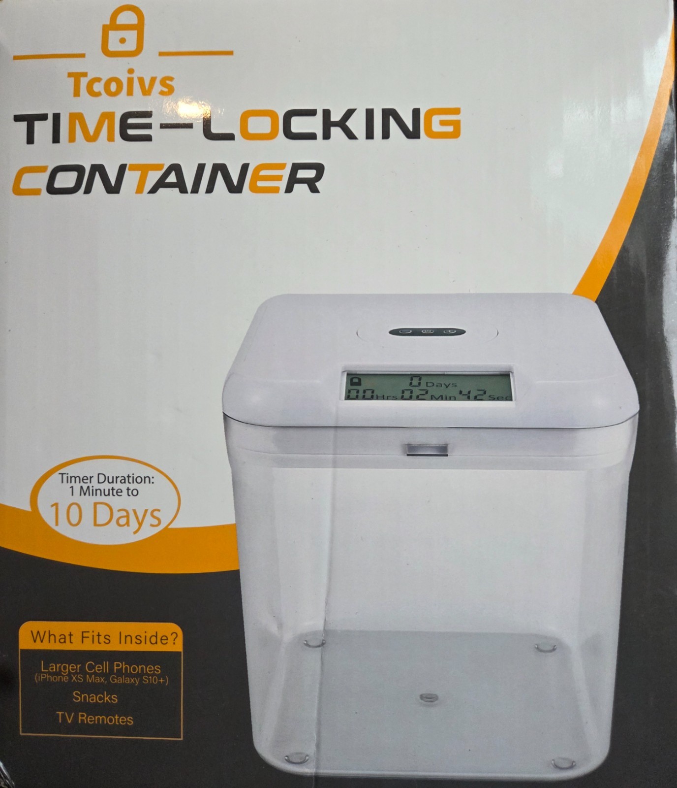 Time Locking Container Medium, Timed Lock Box for Cell Phones White Lid + 5.5”