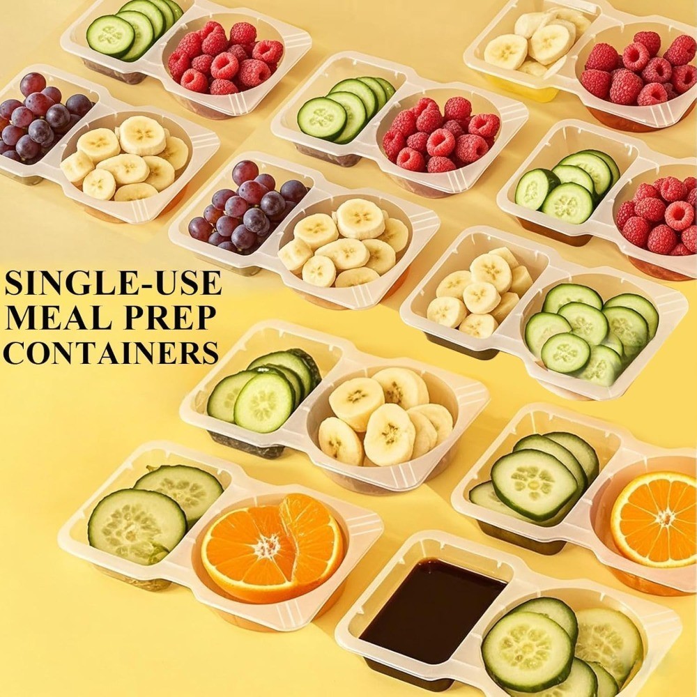 Reusable Snack Containers 10 Pack 2 Compartment Meal Prep Containers with Lids