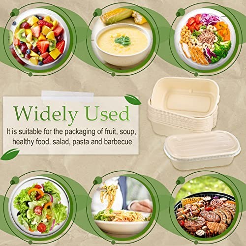 100 Sets 33 oz Disposable Bowls with Lids – Paper Meal Prep Containers for Parti