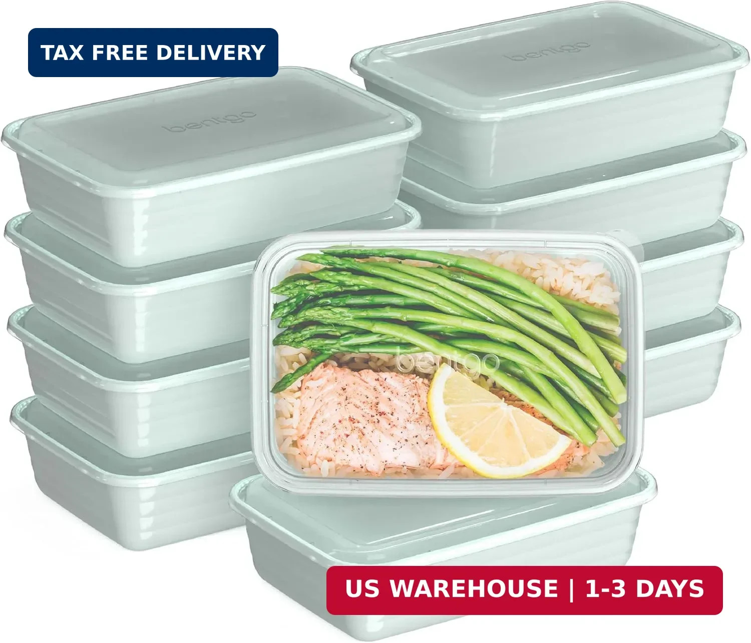 Bentgo Prep Containers Durable Microwave Freezer Dishwasher Safe Mint 20Pcs