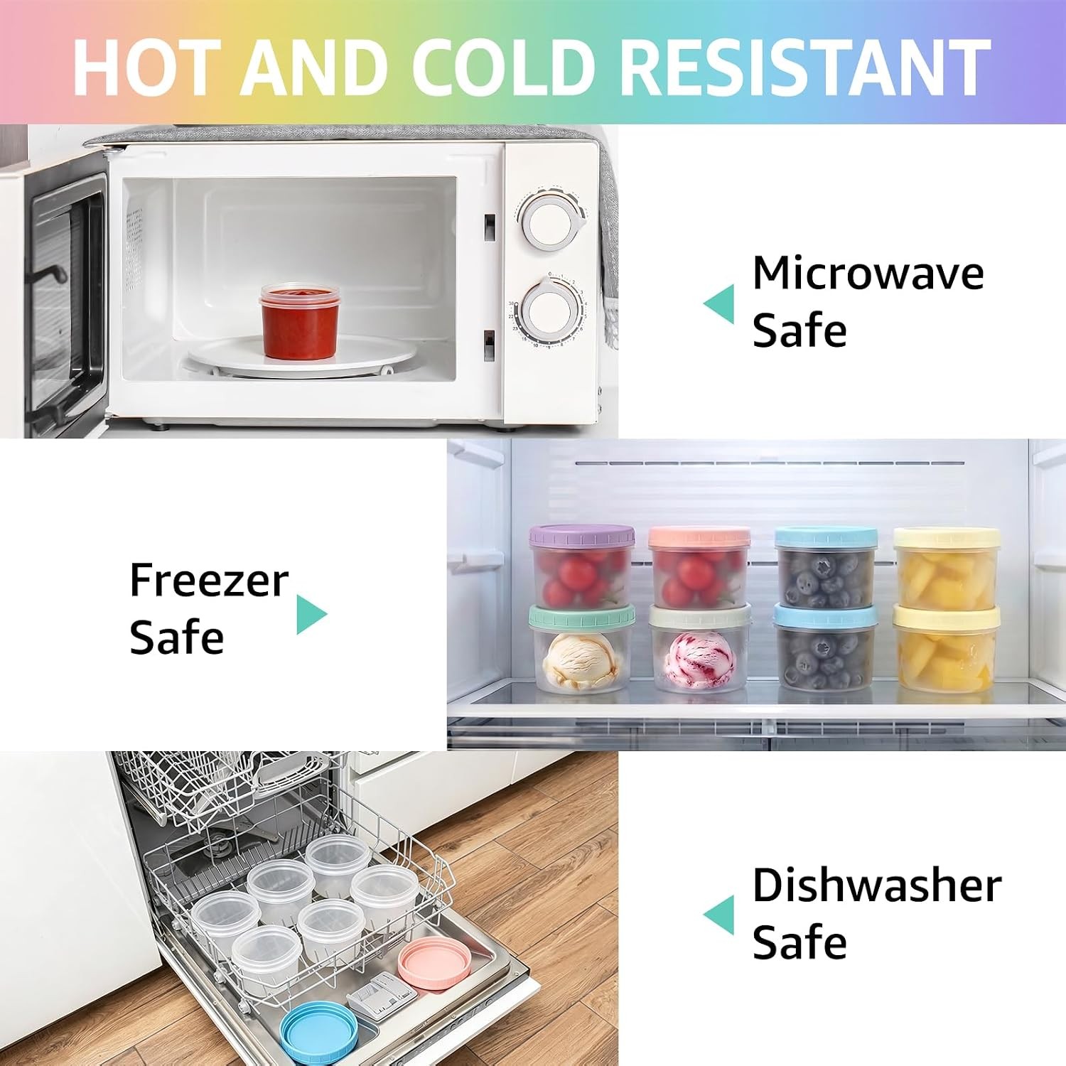 8 oz Plastic Containers with Lids, 12 Pack Small Food Storage Containers with