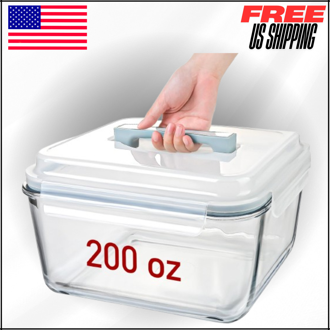 Glass Food Storage Containers with Lids for Rotisserie Chicken, Airtight 200 Oz