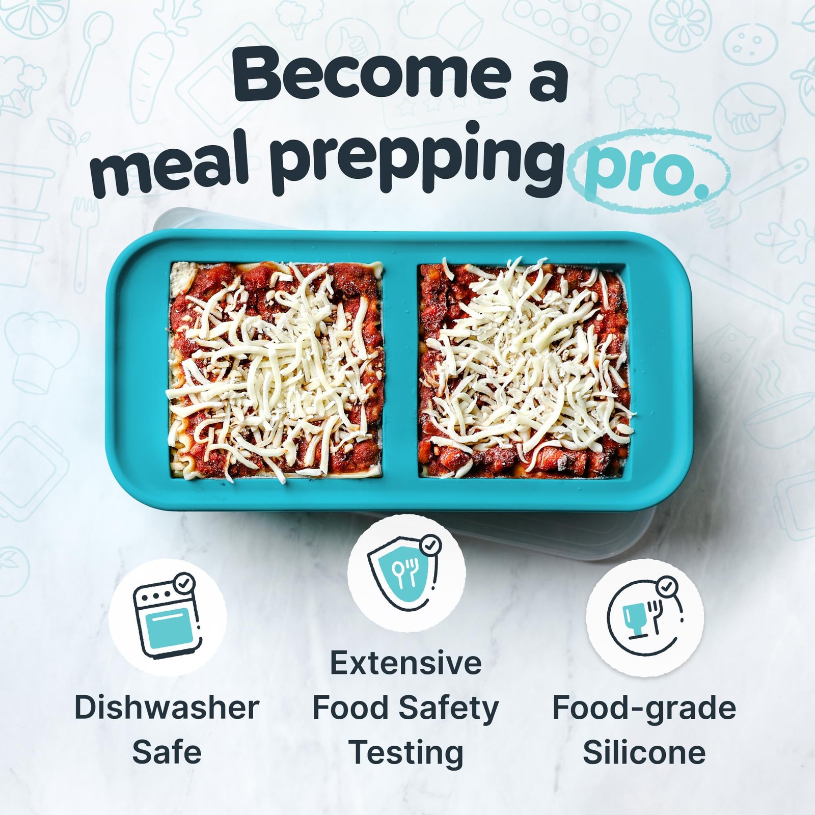 2 Cup Silicone Food Freezer Mold Aqua Portion Control Meal Prep Storage