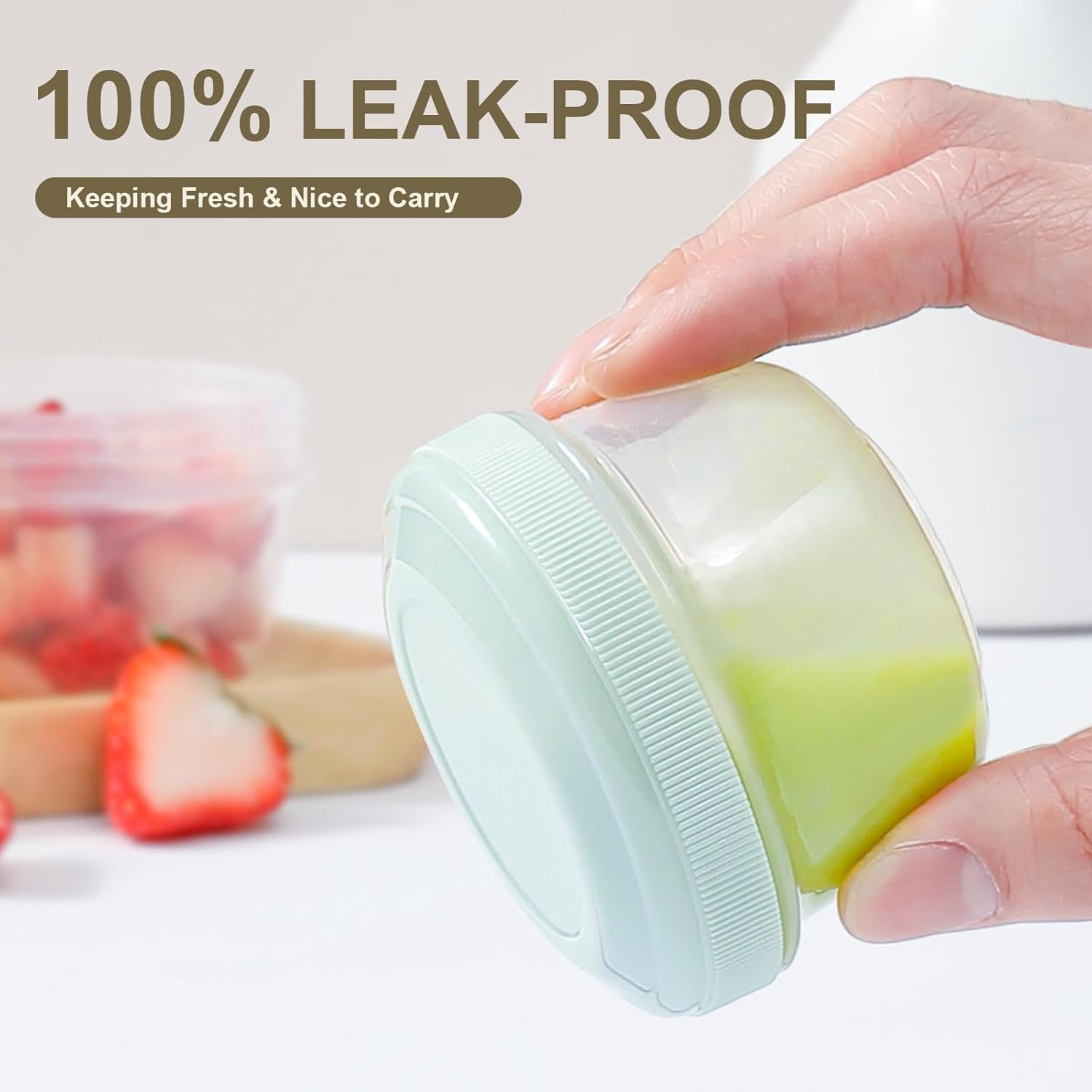 [16 Pack] 4 Oz Small Containers with Lids, Reusable Plastic Jars for Snack and P