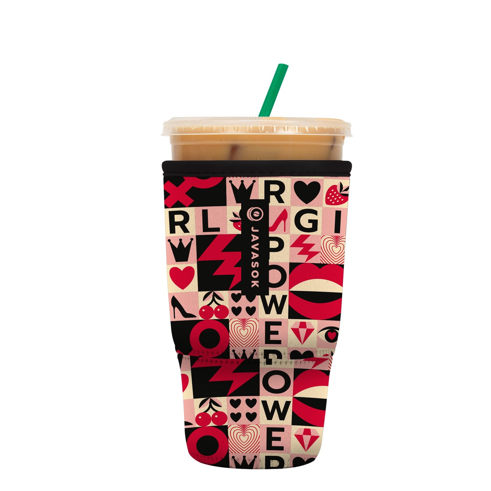 Sok It JavaSok Girl Power Iced Coffee Cold Soda Insulated Neoprene Cup Sleeve 32
