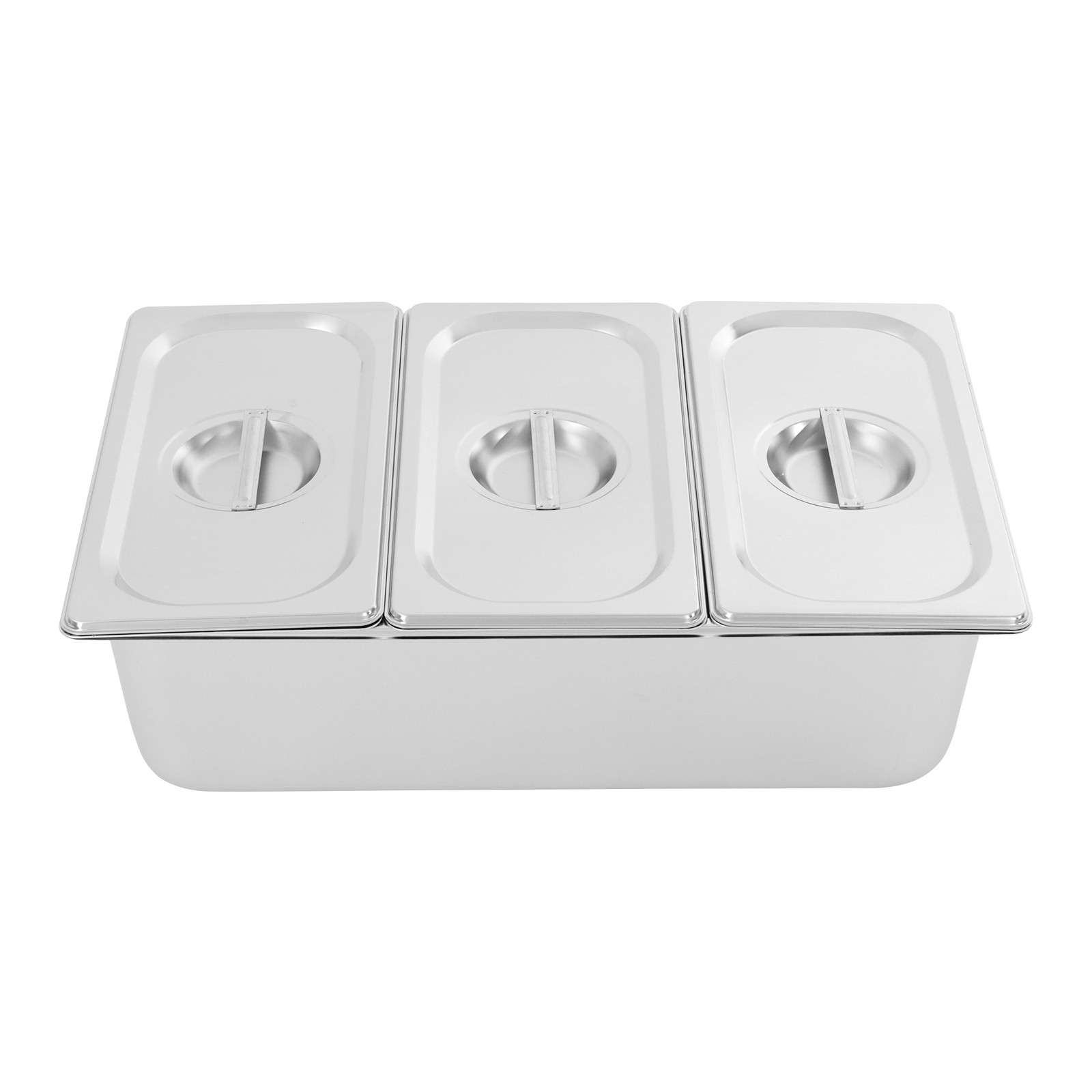 3 Grid Stainless Steel Acrylic Lid Fruit Basin Food Serving Container w/ Gaskets