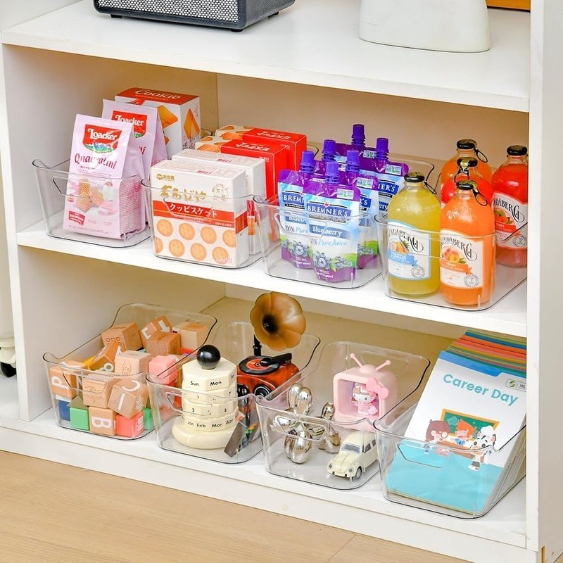 Transparent Acrylic Storage Bins Multi-Purpose Organizers Kitchen Pantry Toys US