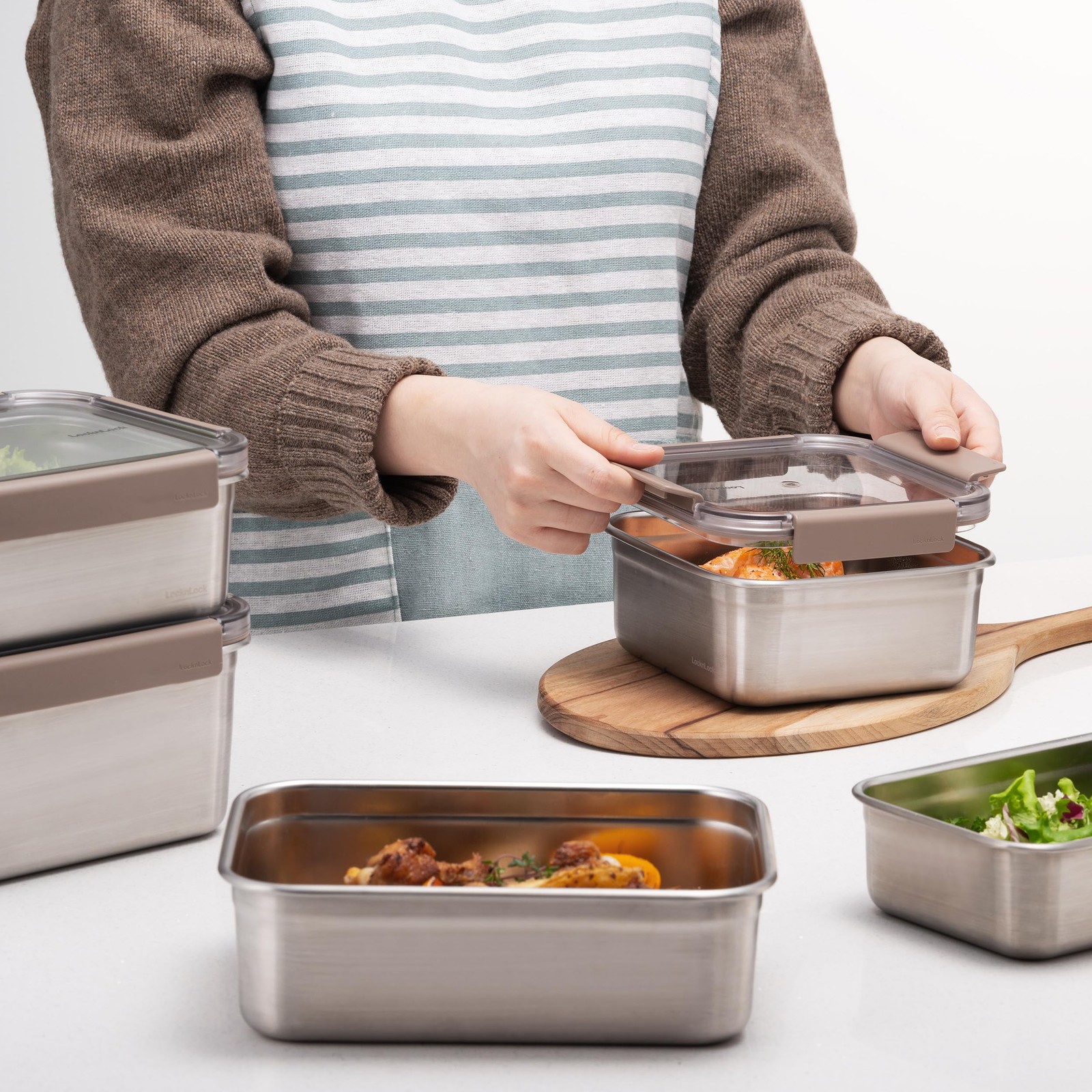 Stainless Steel Food Storage Containers with Lids, Metal Lunch Boxes, Leak-Pr…