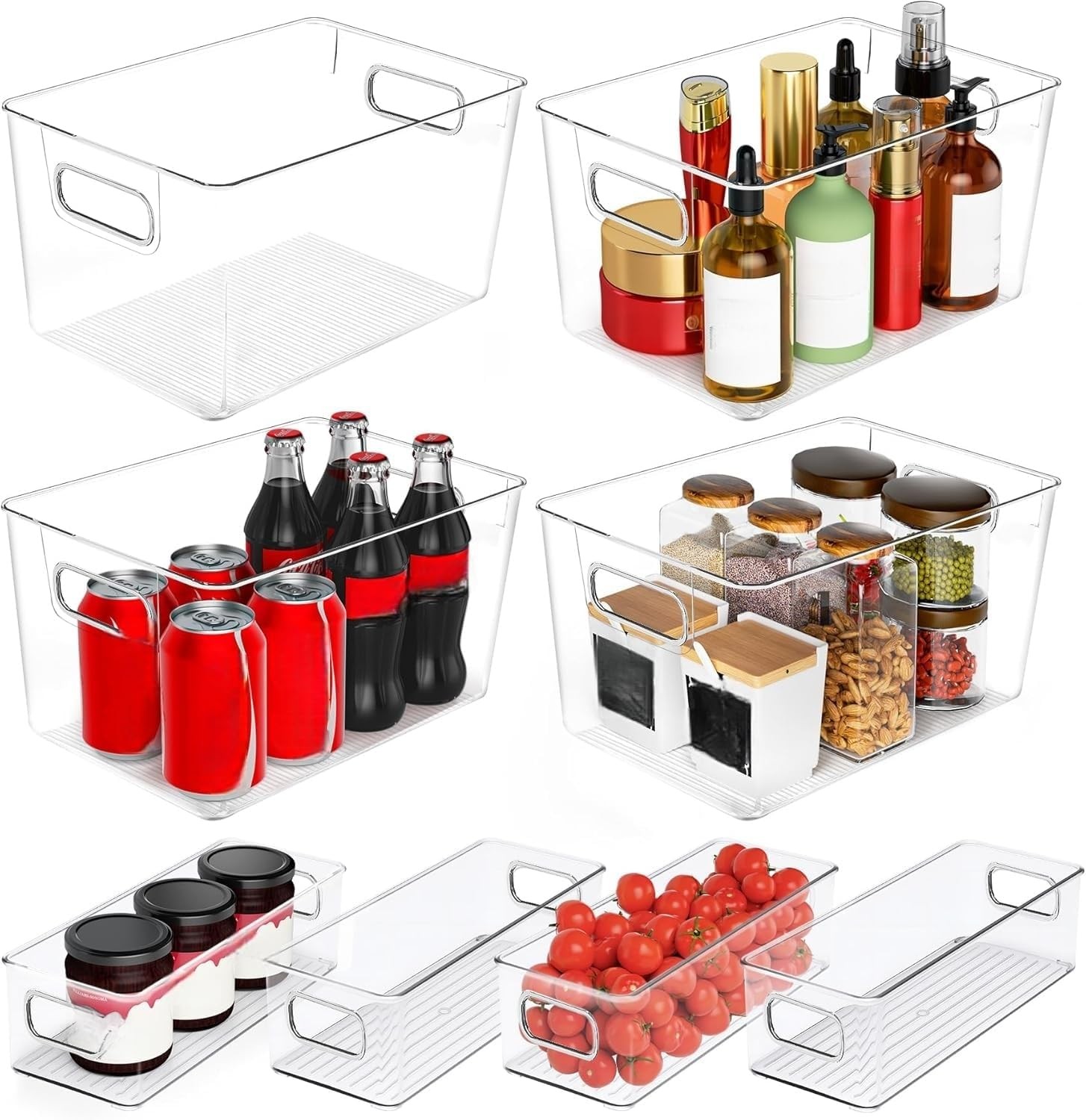 Clear Plastic Storage Bins 8 Pack for Kitchen Fridge
