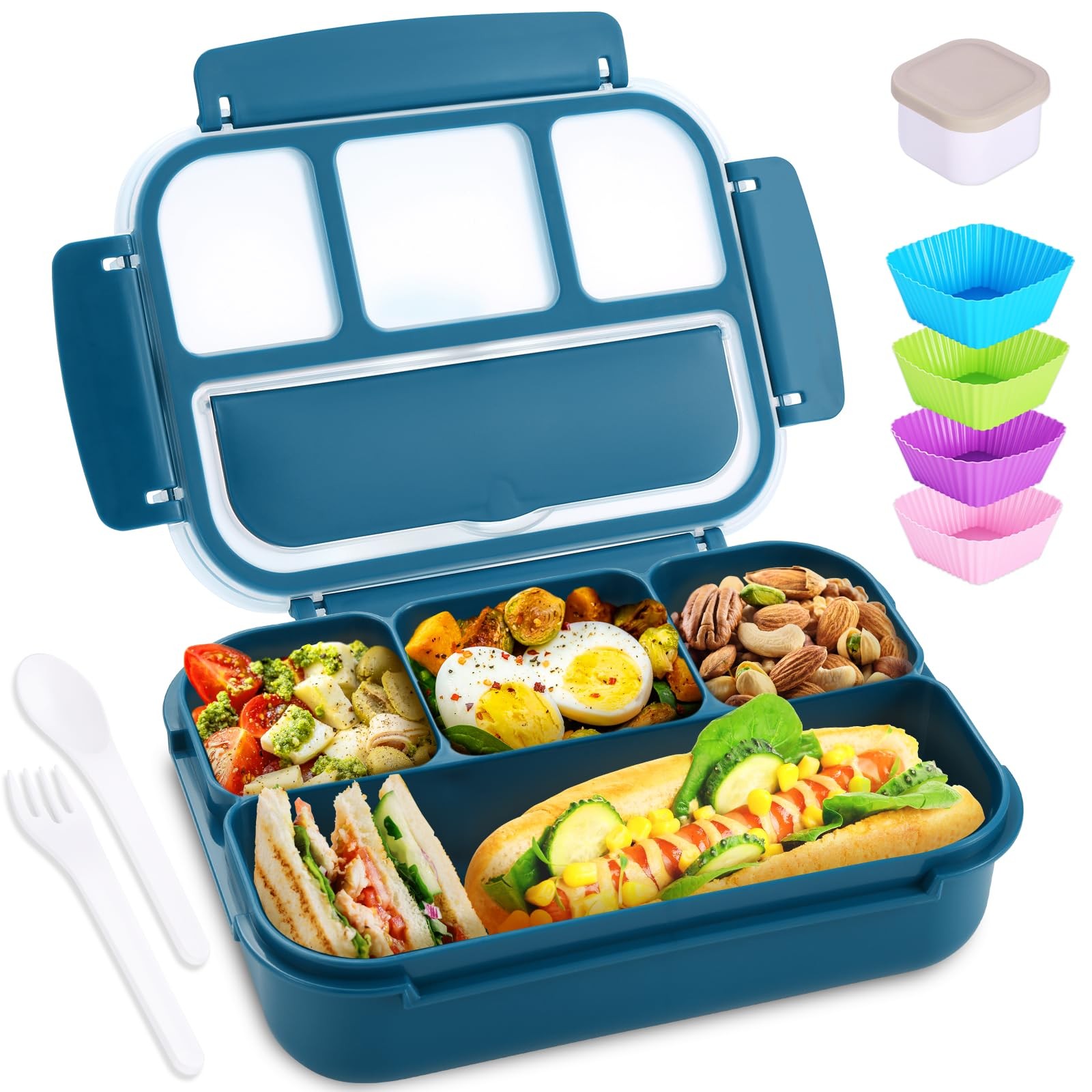 shell and turtle Bento Box Adult Lunch Box, Kids 1200ML, Navy