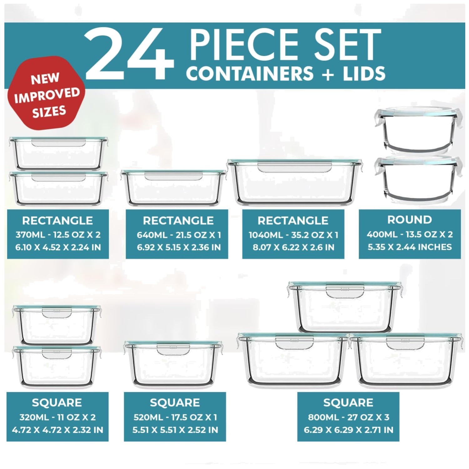 Glass Food Storage Containers Set – Airtight Meal Prep Boxes