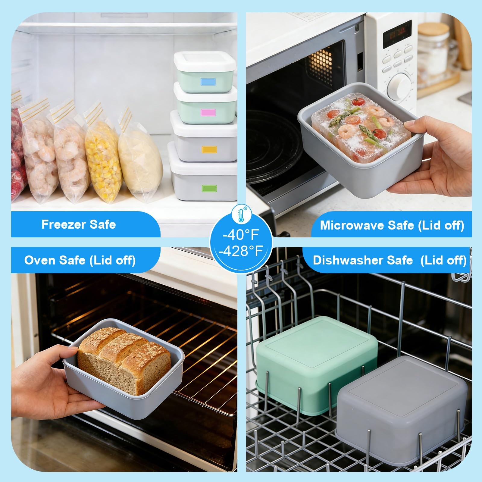 Silicone Freezer Trays with Lid, 1-Cup & 2-Cup Portion Control Soup Container…