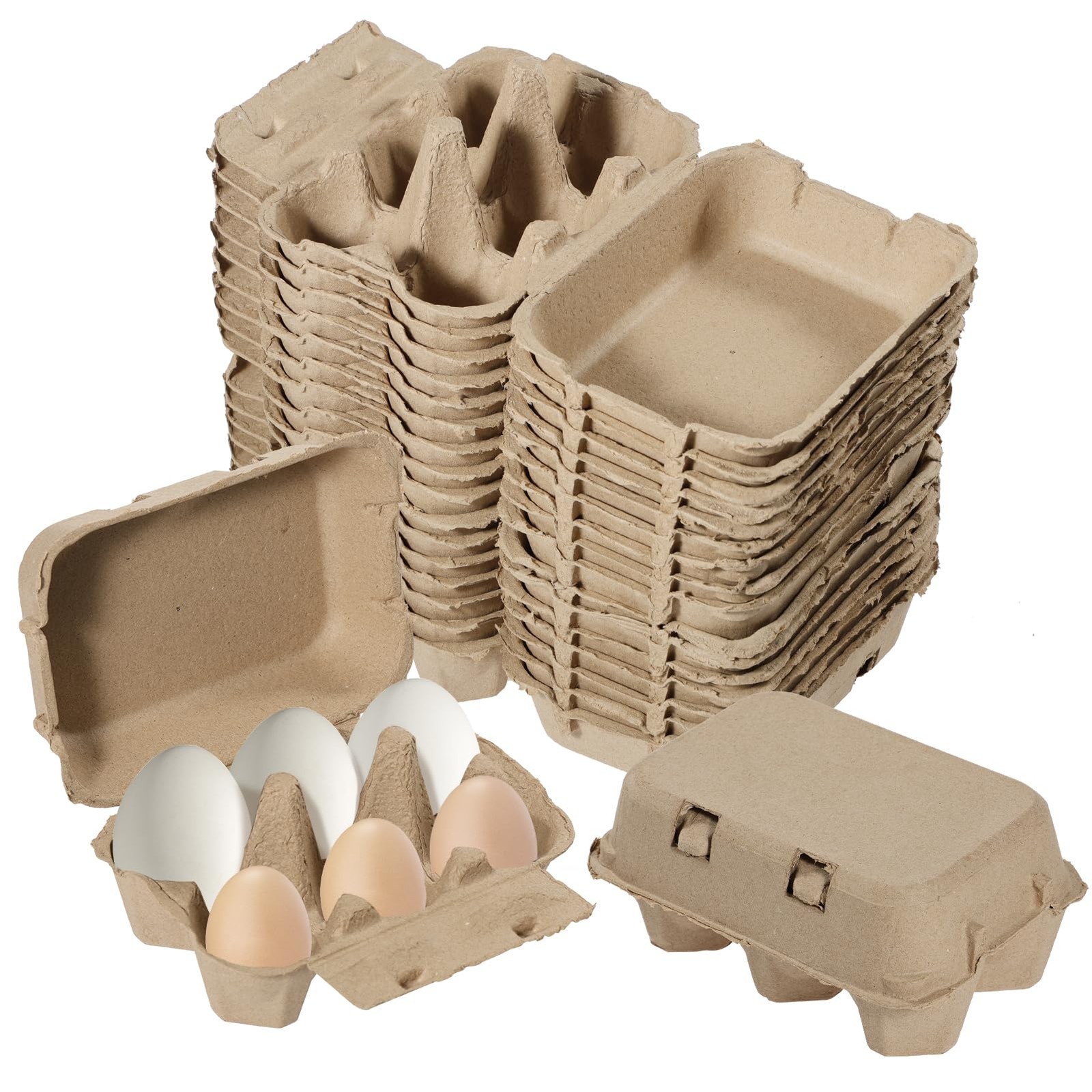 18-Pack Jumbo Duck Egg Cartons Natural Paper Holder for 6 Goose Eggs