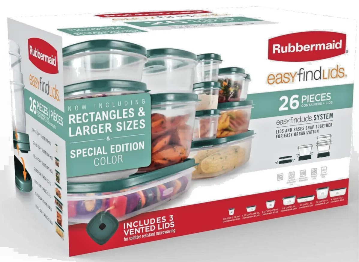 RUBBERMAID 26-pc. Easy Find Lids Food Storage Container Set – Blue Spruce – New!