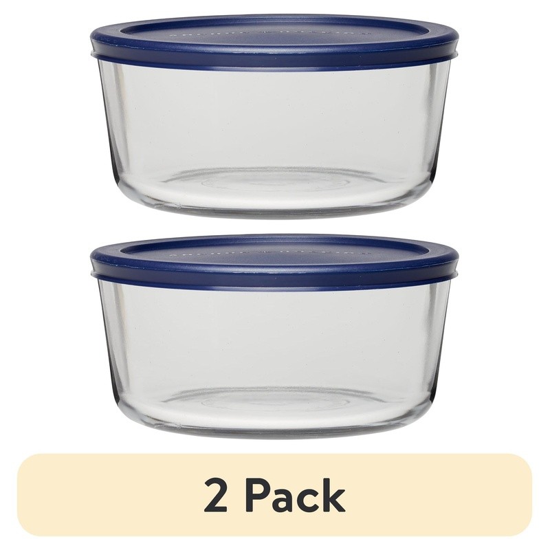 Clear Round Glass Food Storage Bowl 7-Cup SnugFit Lid Airtight Microwave Safe US