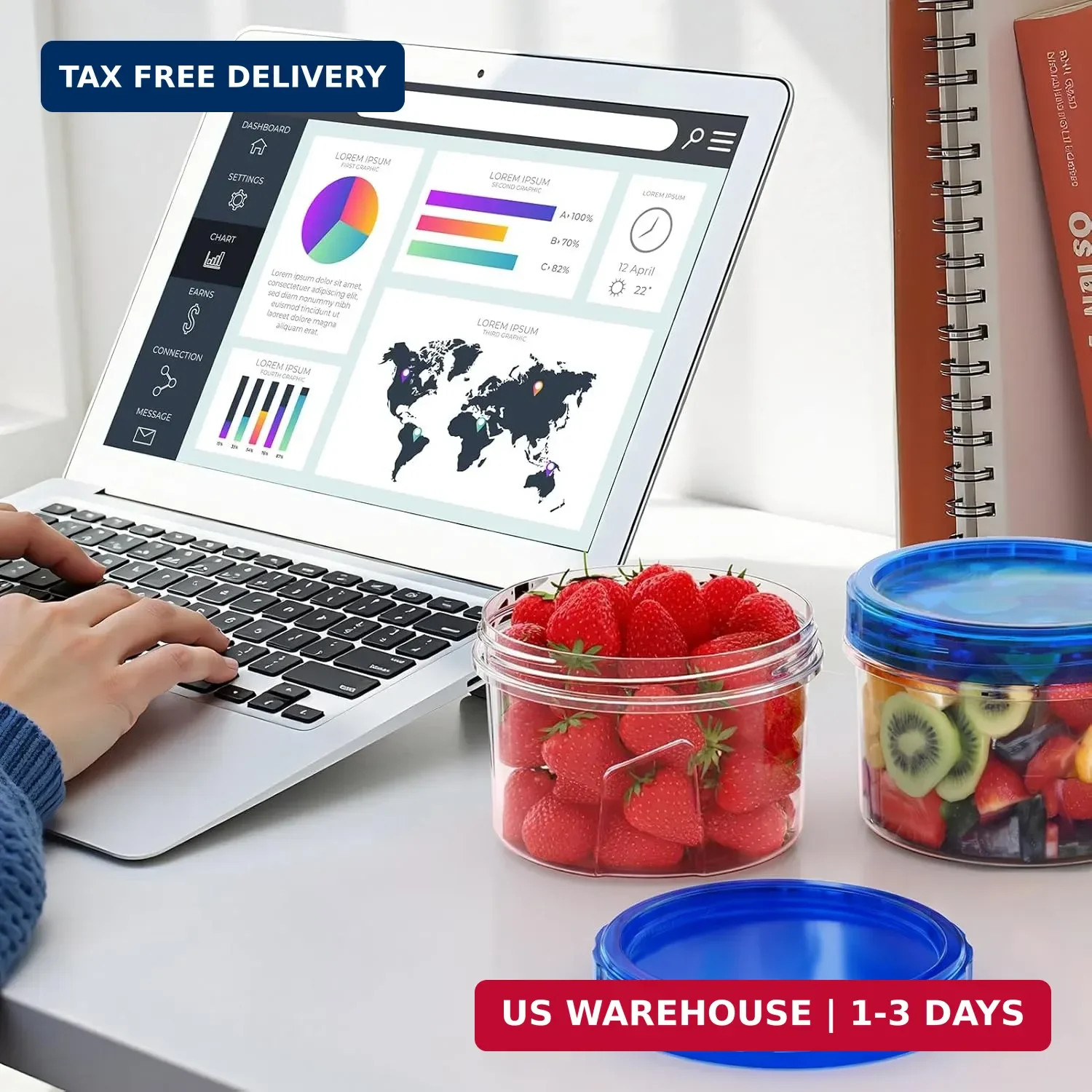 6 Pack-16 OZ Freezer Storage Containers, Small Plastic Containers with Twist Top
