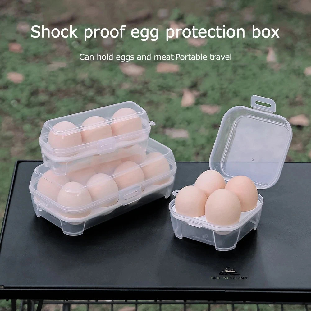 3/4/8 Grids Egg Holder Container, Shockproof Kitchen Organizer for Outdoors