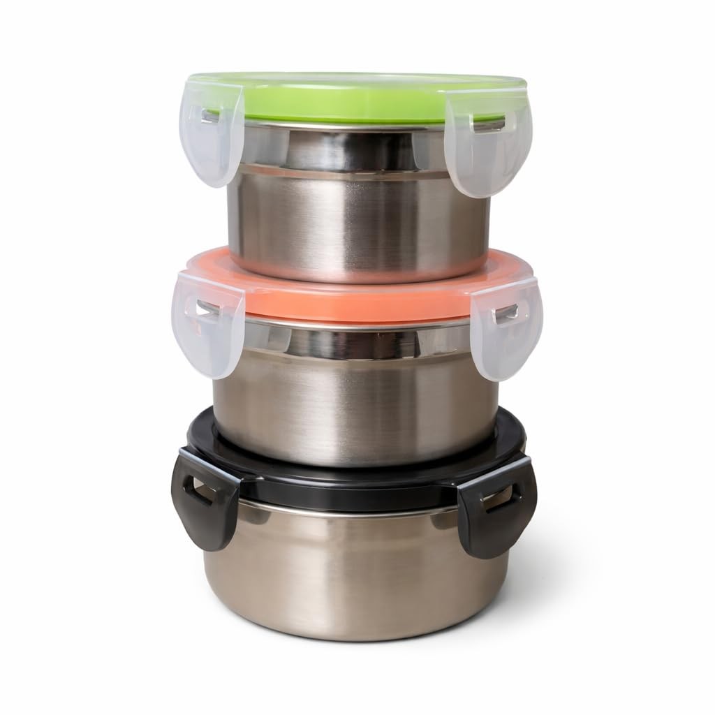 [3 Pack 4 Oz Small Condiment & Dip Containers with Leakproof Lids, Reusable S…