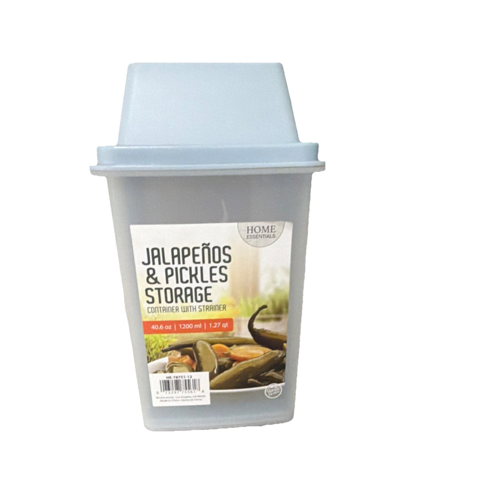 Home Essentials Plastic Storage Container 1200ml Clear/Blue With Strainer