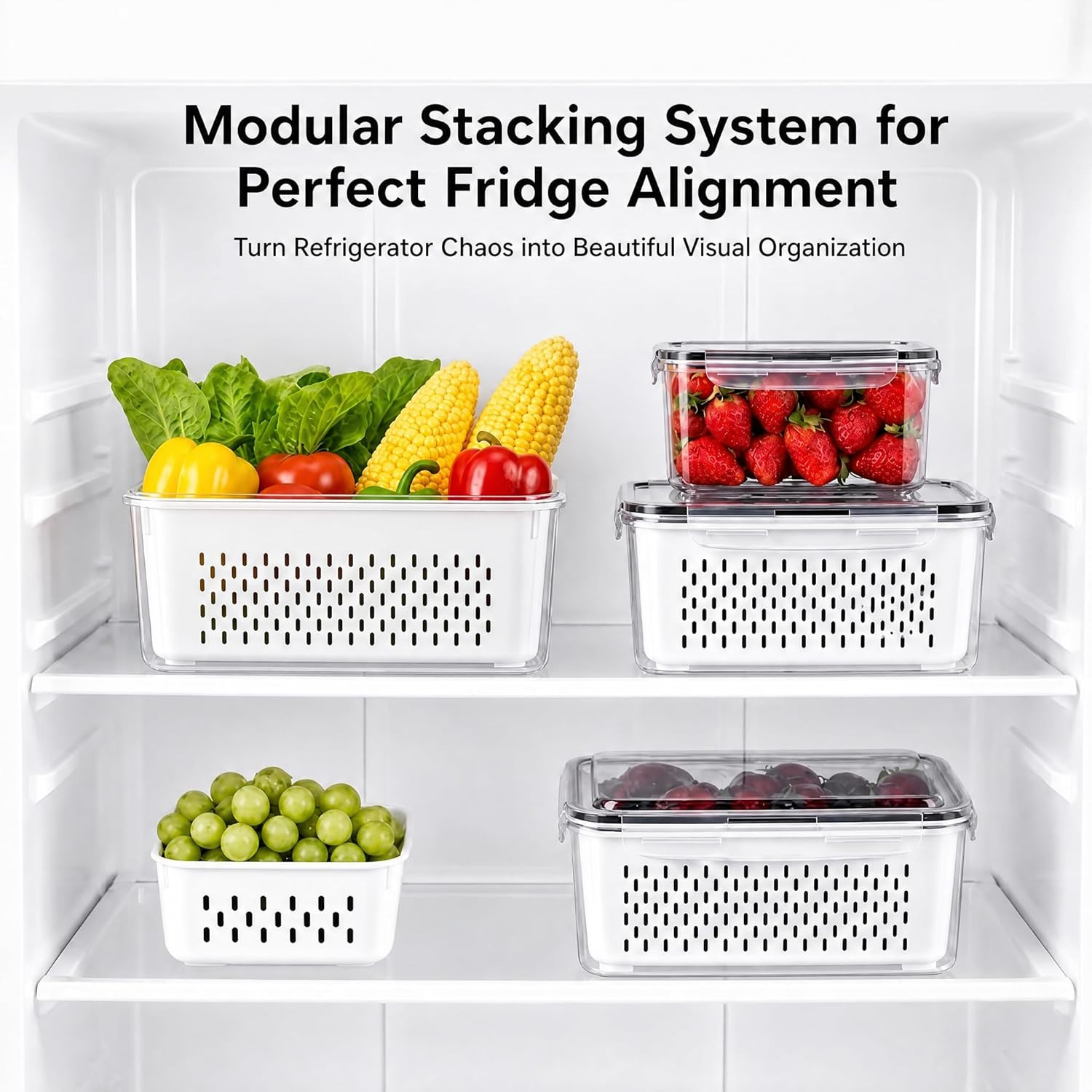 Fruit Storage Containers for Fridge with Lids, Fridge Organizers and Storage Pro