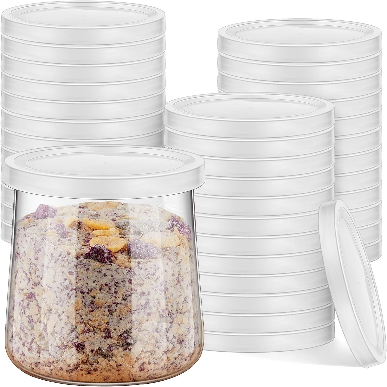 36-Piece Sturdy Yogurt Container Lids – PE Material – Compatible with Oui Jars