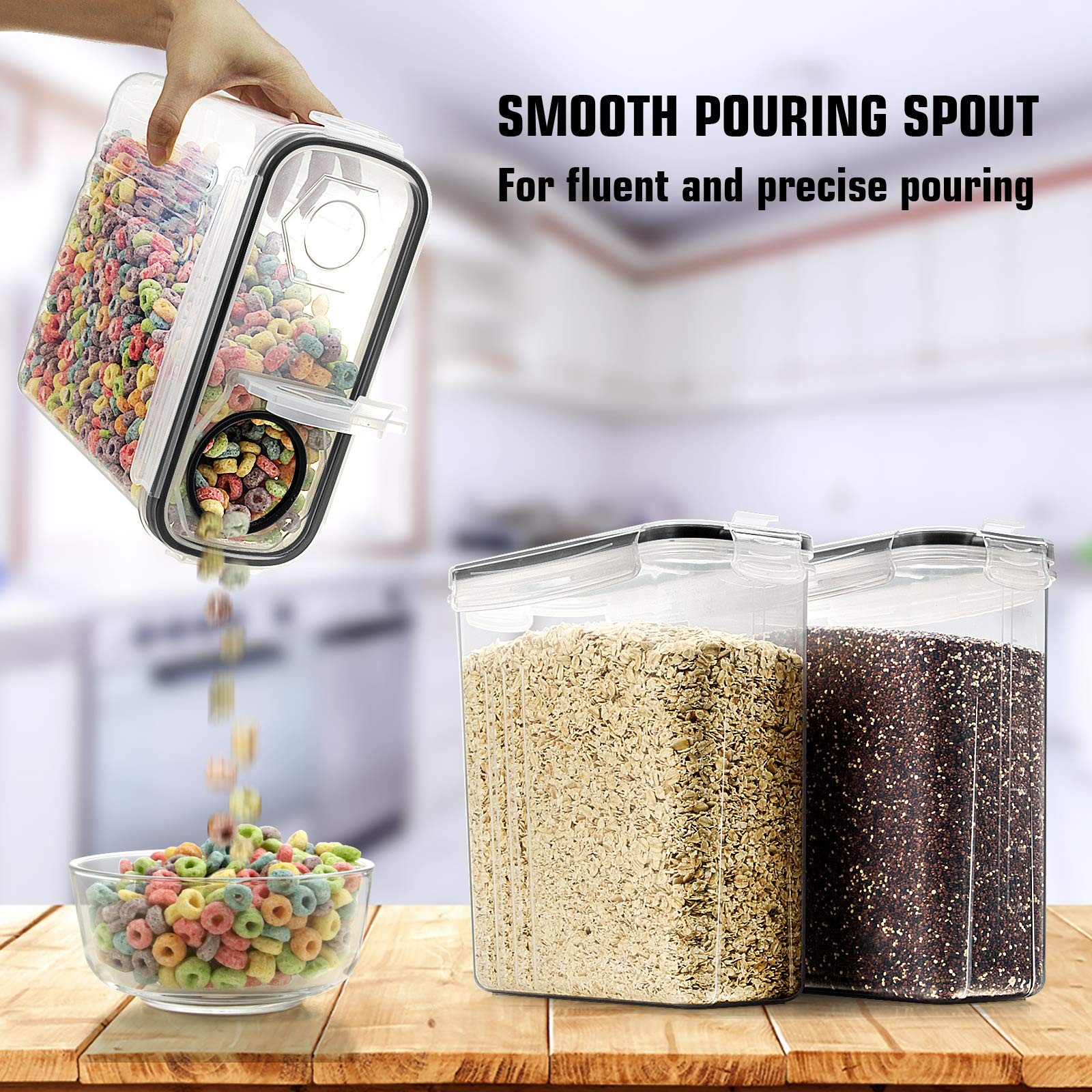 Cereal Storage Containers Set, Large BPA Free Plastic Airtight Food Storage C…
