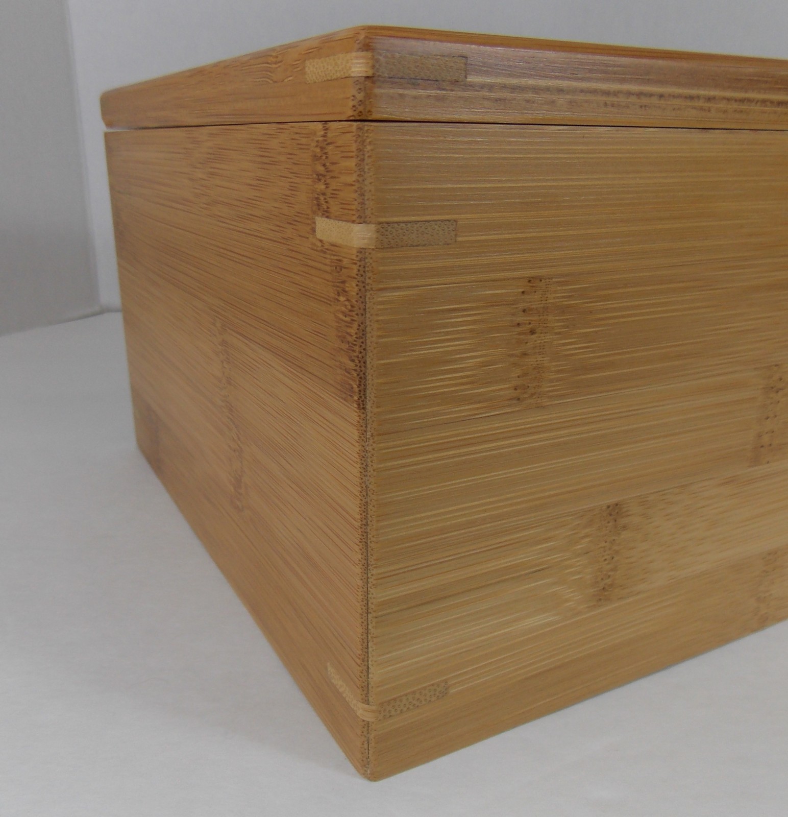 Bamboo Box Divided Tea Caddy Hinged Clear Lid