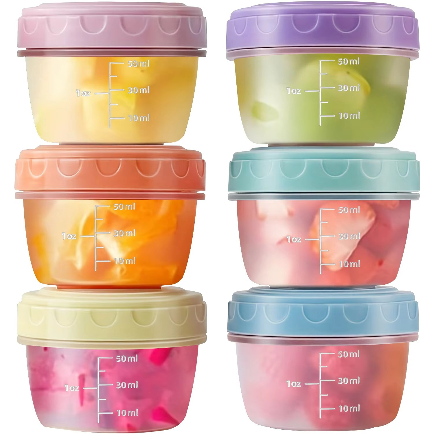 6 Pack 2oz Salad Dressing Containers with Lids Dipping Sauce Cups for Snacks