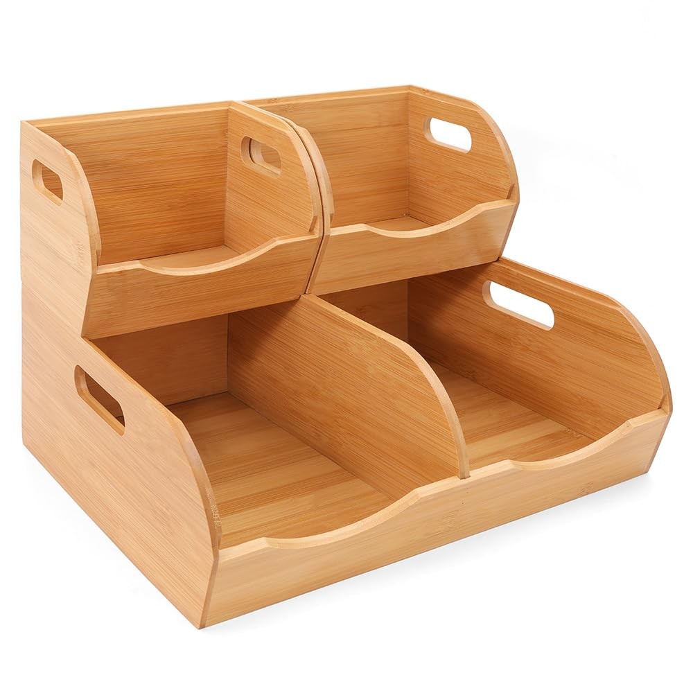Stackable Pantry Organizer – 3-Piece Storage Basket Set for Potato, Onion & K…