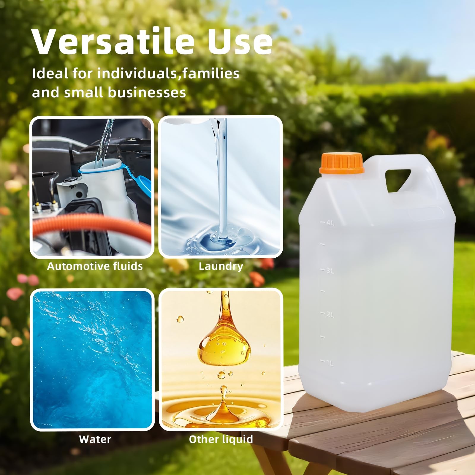 2 Pcs 1 Gallon Jugs with Caps Empty Plastic Gallon Containers with Lids Oil C…