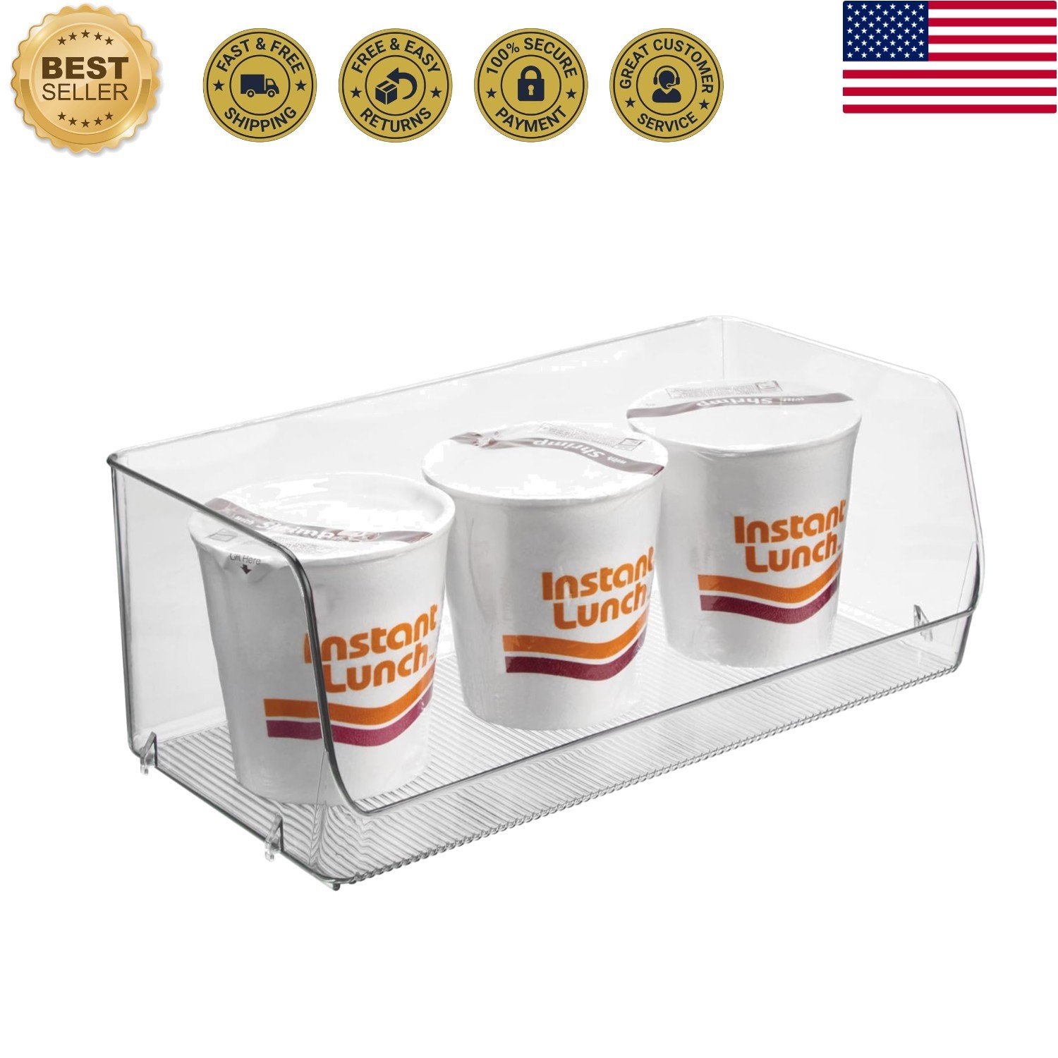 Stackable Open-Front Storage Bins, Clear | Kitchen and Pantry Organization