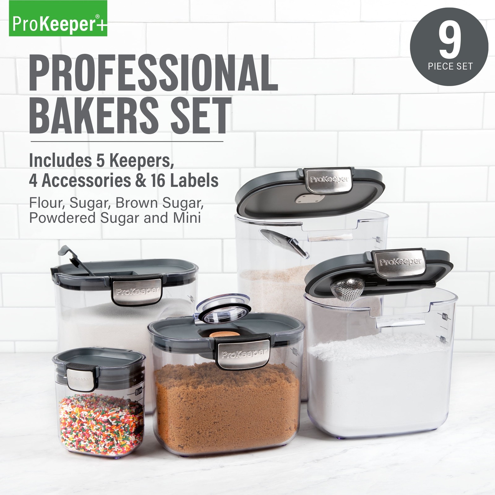 ProKeeper 9-Piece Baker’s Storage Container Set W/ Airtight Seal Pantry