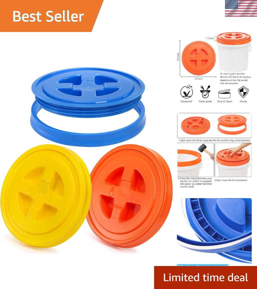 Versatile 12-Inch Screw Top Bucket Lids – Ideal for Food and Paint Storage