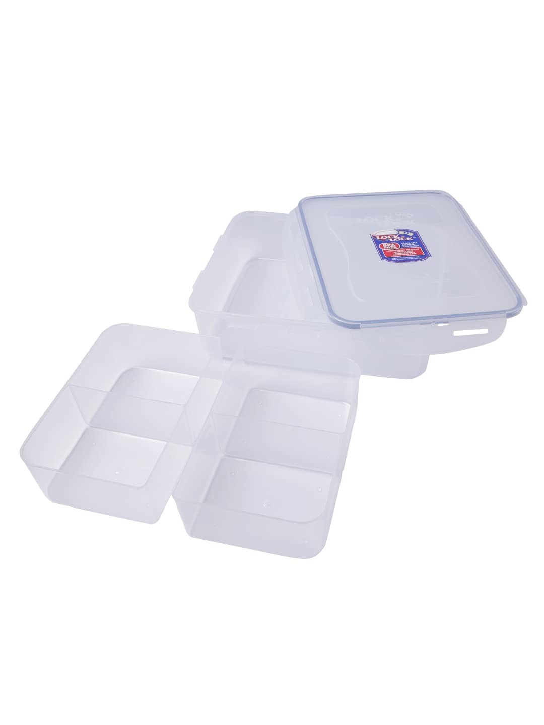 LOCK & LOCK Rectangular Food Container with Divider, Short, 16.2-Cup, 131-Flu…