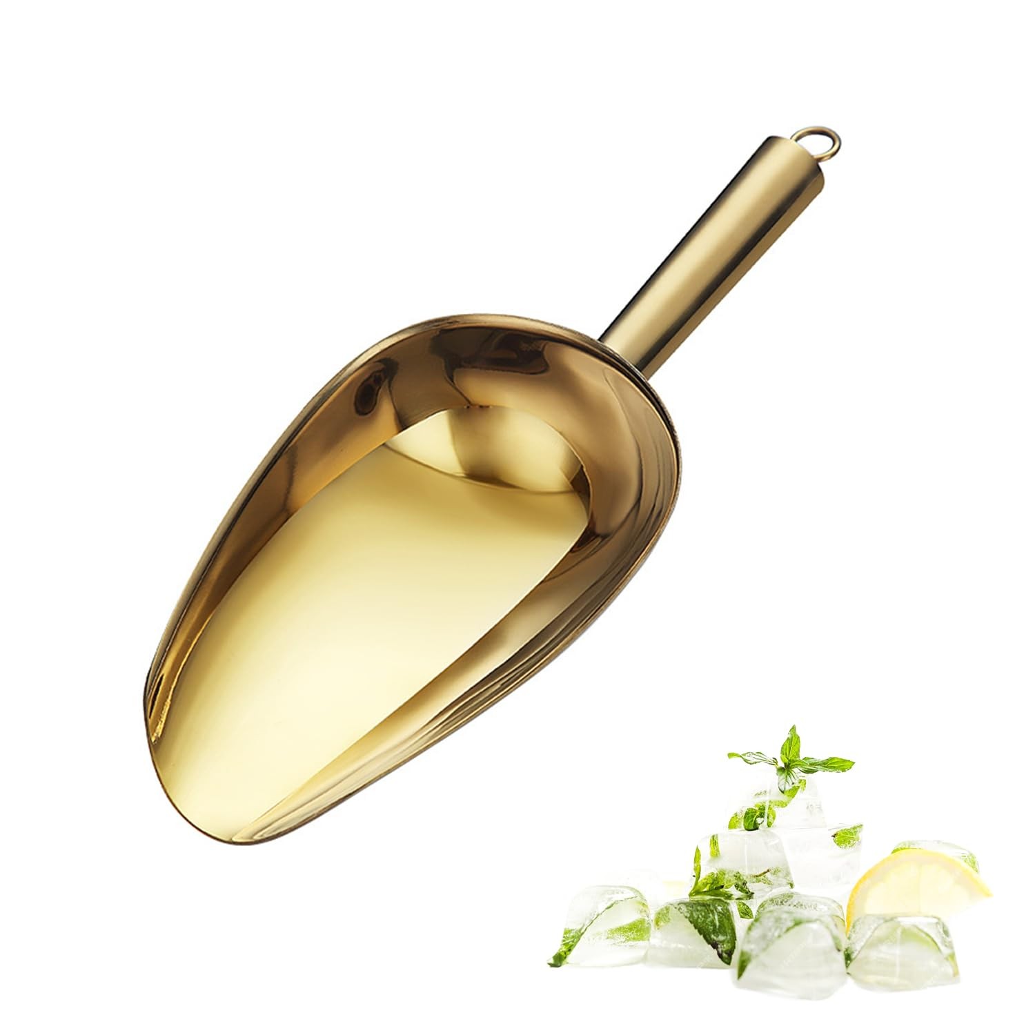 Gold 6OZ Stainless Steel Small Ice Food Candy Scoop Kitchen Bar Party Wedding