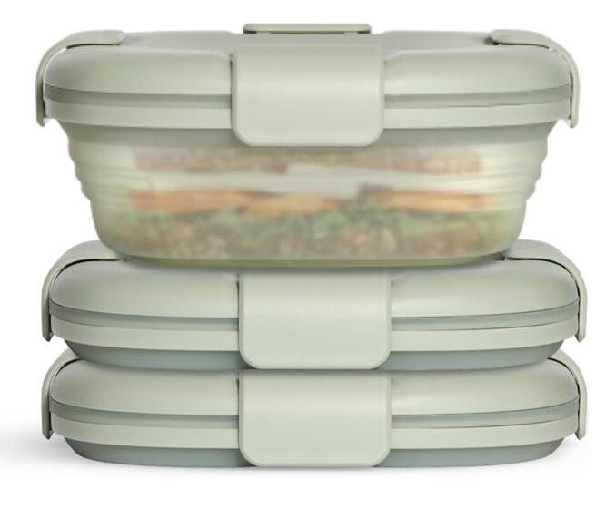 Lot Of 2 Stojo Collapsible Food Storage Translucent 36 Oz & 24 Oz Sage Green