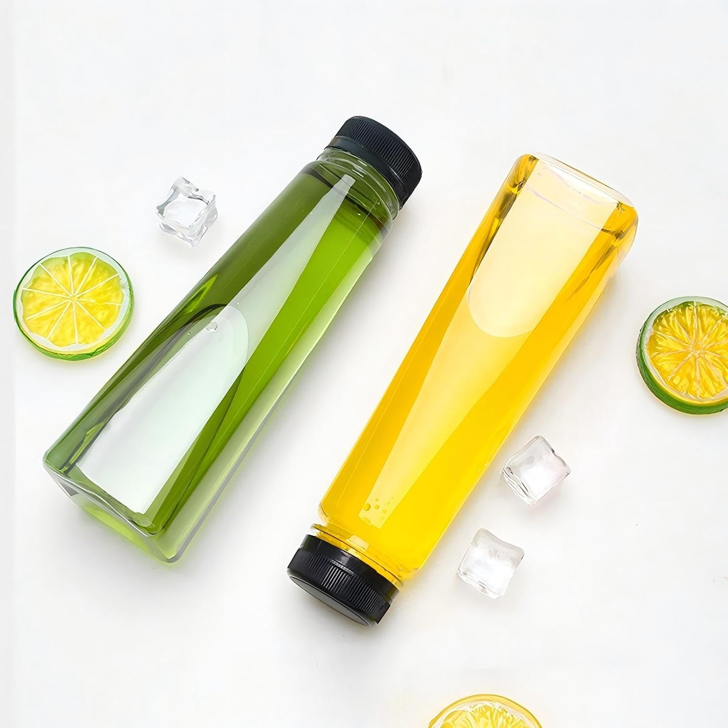 18 Pack 12 Oz Plastic Juice Bottles with Caps, Tamper Evident Beverage Bottle Re