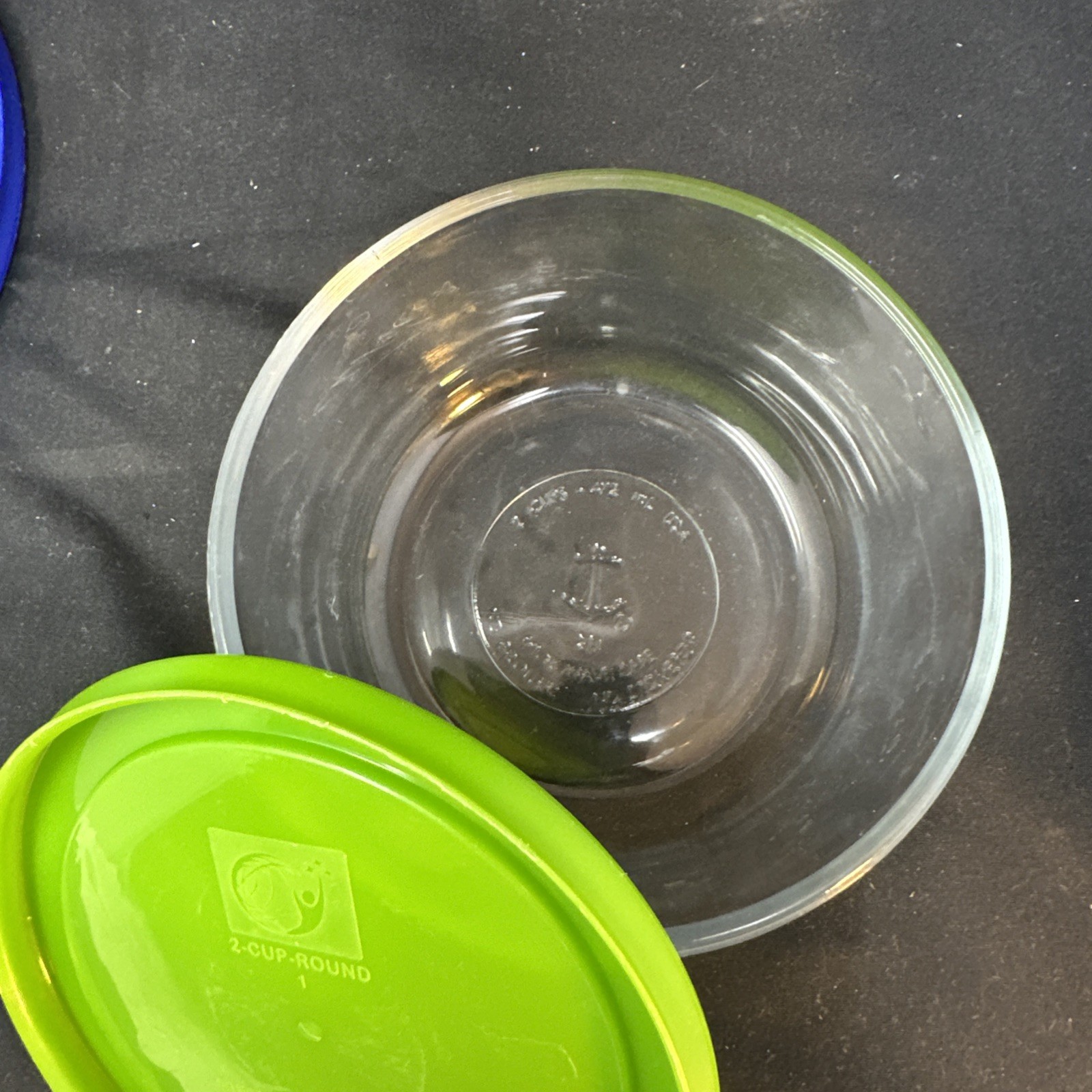 Vintage Set 3 Colorful Pyrex Glass Food Storage Containers, 7, 2 & 1 Cup EUC