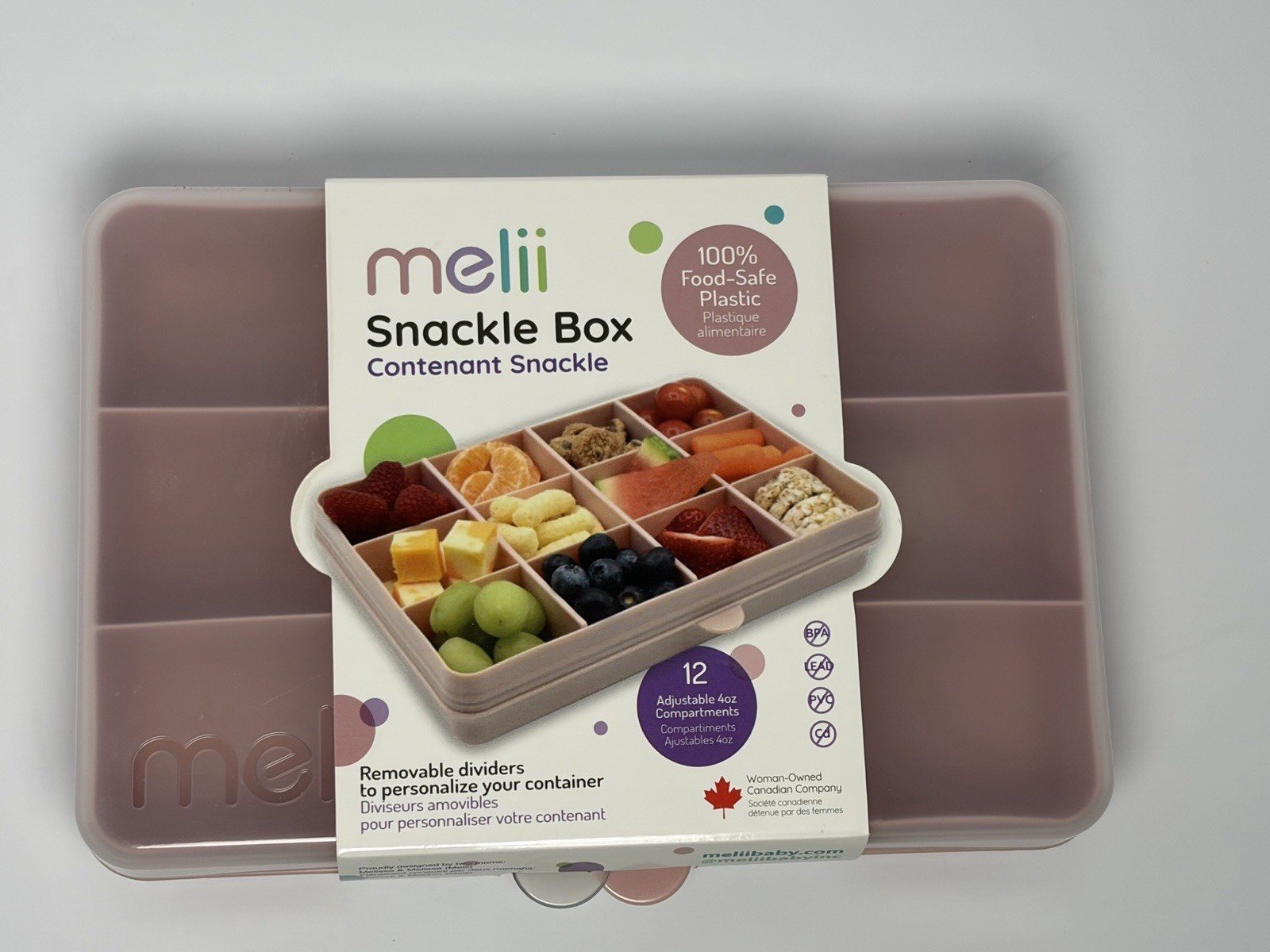 MELII SNACKLE BOX – 12-NEW Snack BPA-Free Food Container Pink
