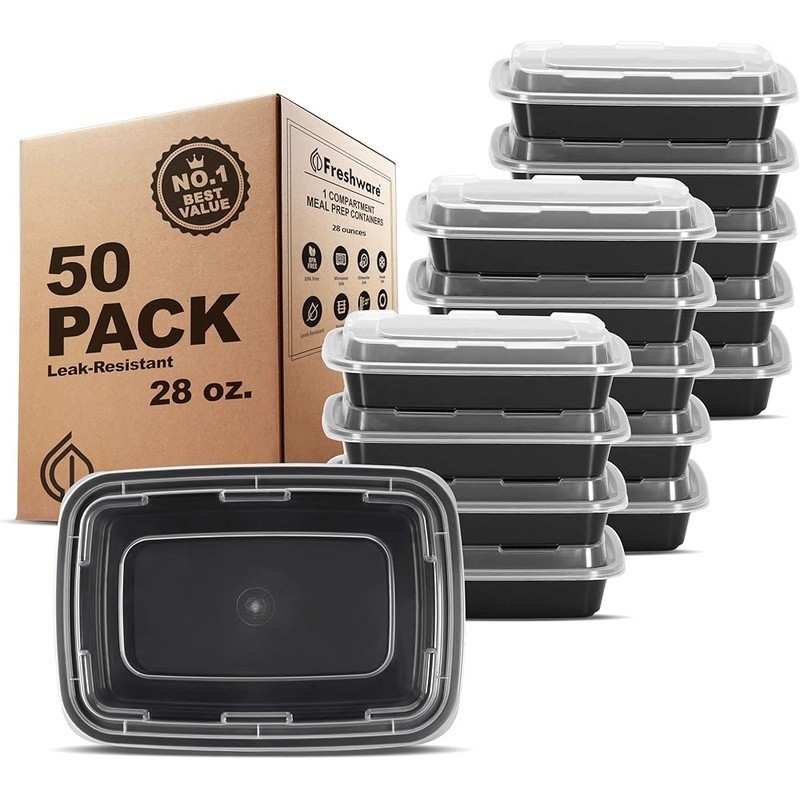 Meal Prep Containers 50 Pack Bento Boxes Dishwasher Microwave Safe Food Storage