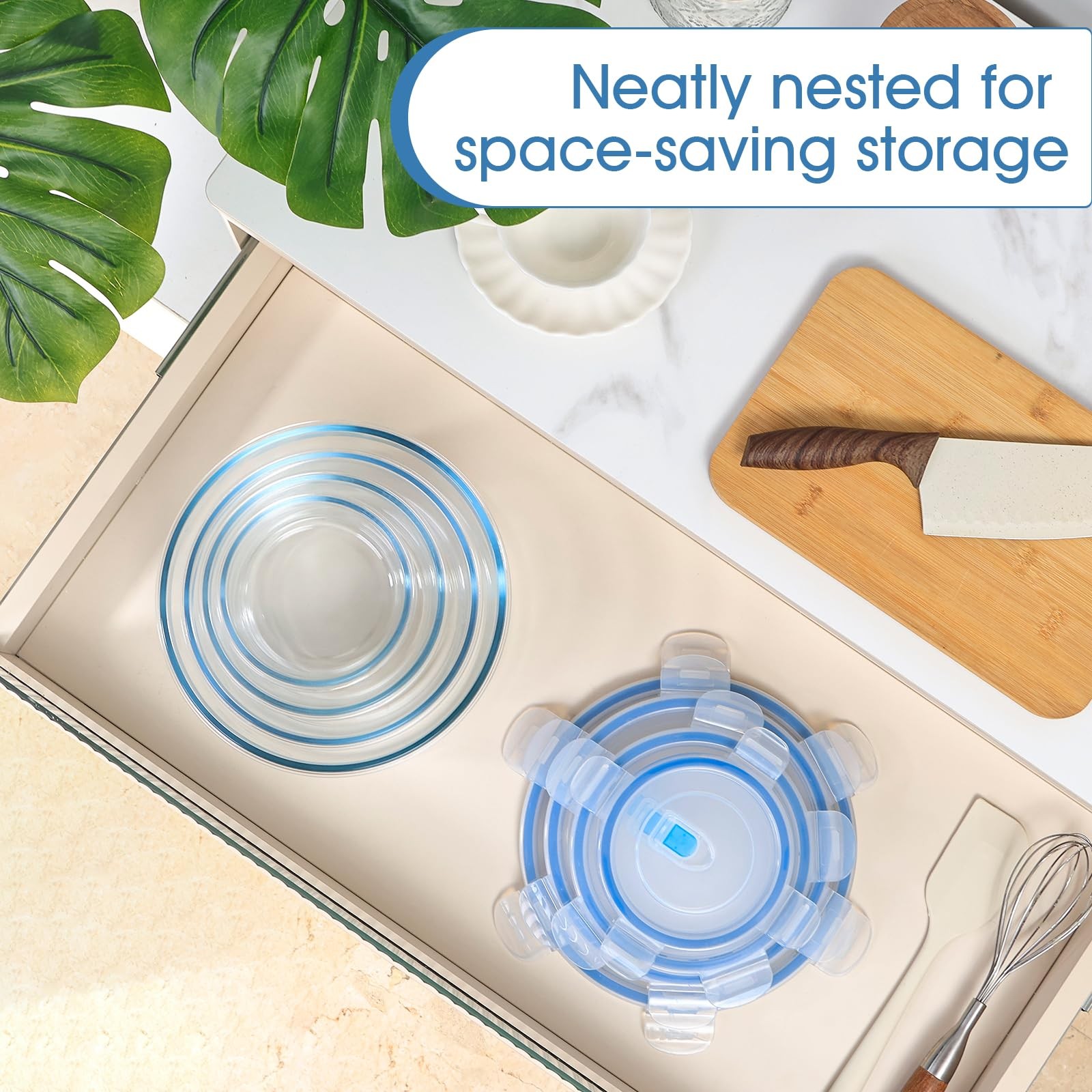 95/54/30/15oz Round Large Glass Food Storage Containers with Airtight Lids, M…