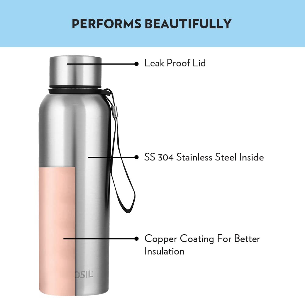 Borosil Insulated Water Bottle 24 Oz Double Walled Wide Mouth Sports Flasks