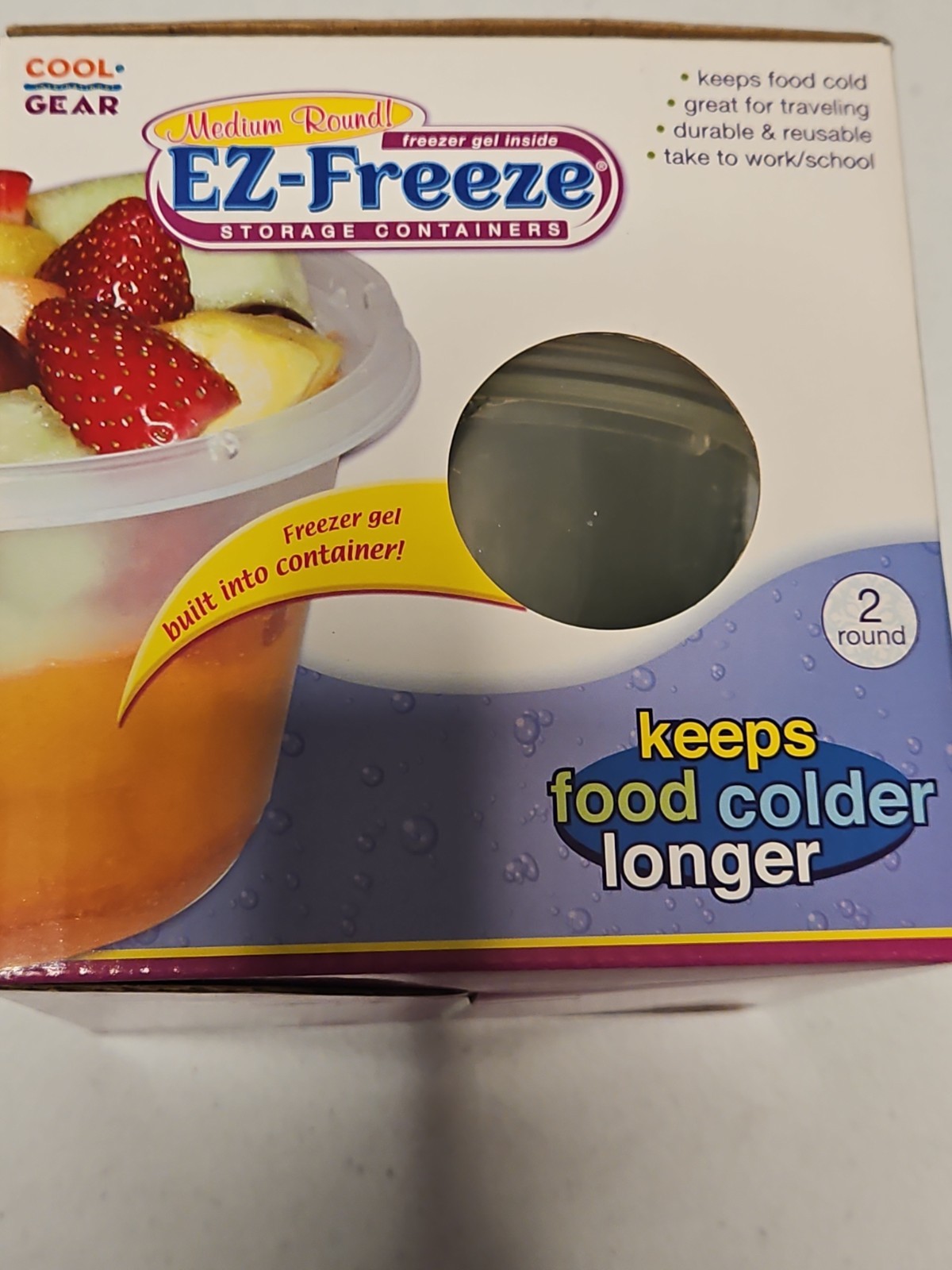 Cool Gear EZ – Freeze Gel Round Storage Containers 2 Gel lids & 2 Containers NIB