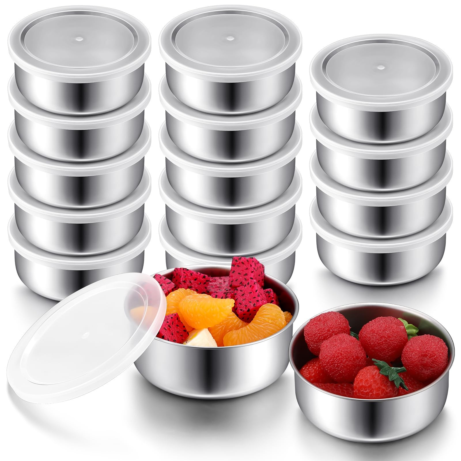 16Pack 9 oz Stainless Steel Container Stainless Steel Snack Containers with L…